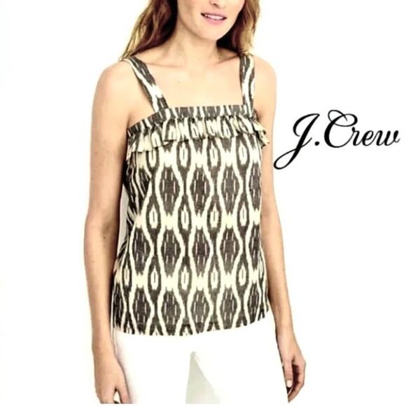 NWT J. Crew Ikat ruffle Tank Top 6 - Picture 1 of 8